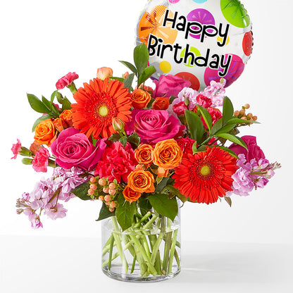 Fiesta Bouquet with Birthday Balloon – ALISA'S UNIQUE DESIGNS, Spencer WV