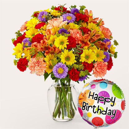 Kaleidoscope Bouquet with Birthday Balloon – ALISA'S UNIQUE DESIGNS, Spencer WV
