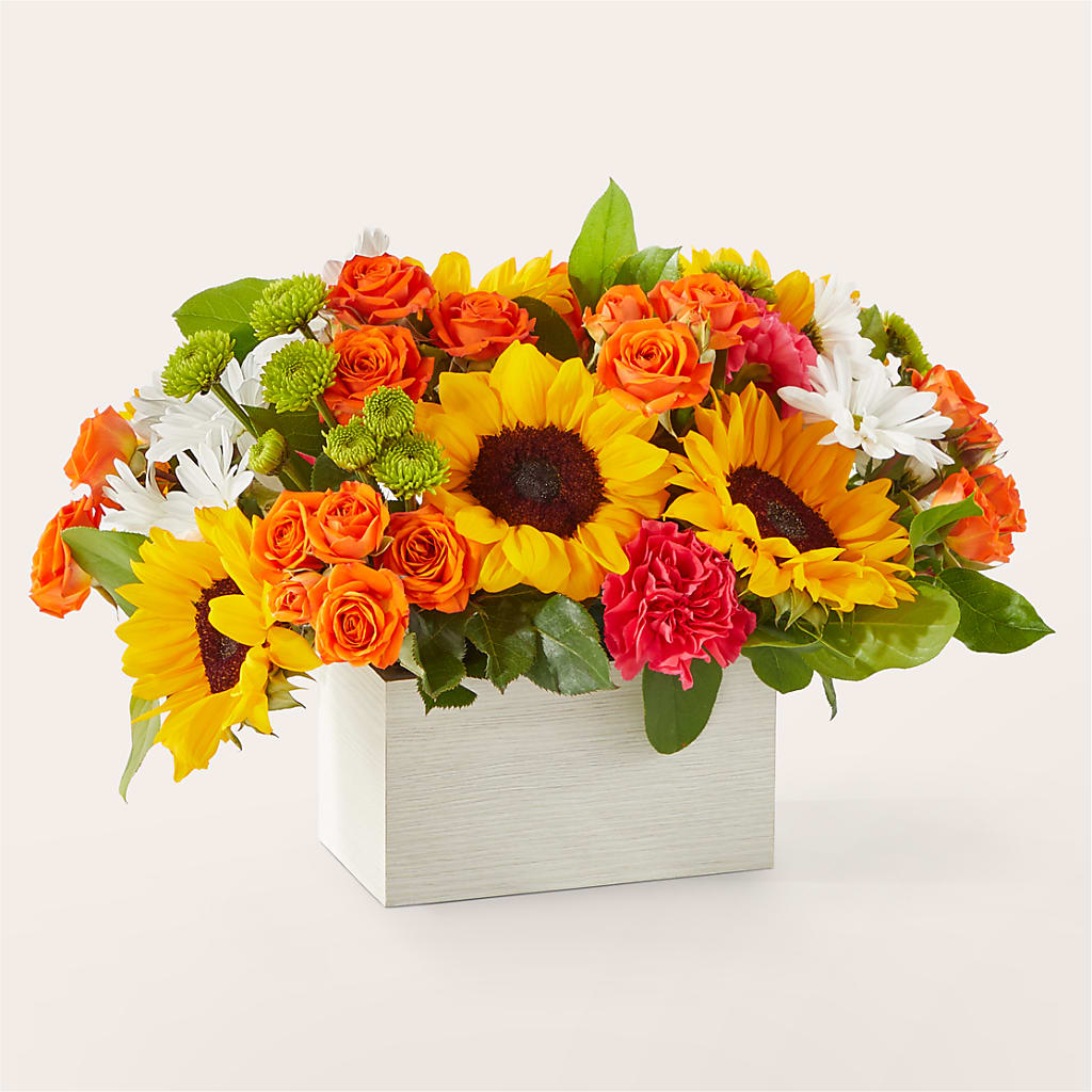 Sun-drenched Blooms Box Bouquet – ALISA'S UNIQUE DESIGNS, Spencer WV