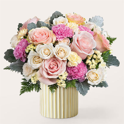 Blissful Moments Bouquet with Ivory Vase – ALISA'S UNIQUE DESIGNS, Spencer WV