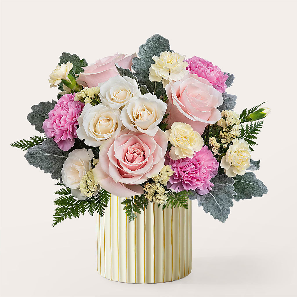 Blissful Moments Bouquet with Ivory Vase – ALISA'S UNIQUE DESIGNS, Spencer WV