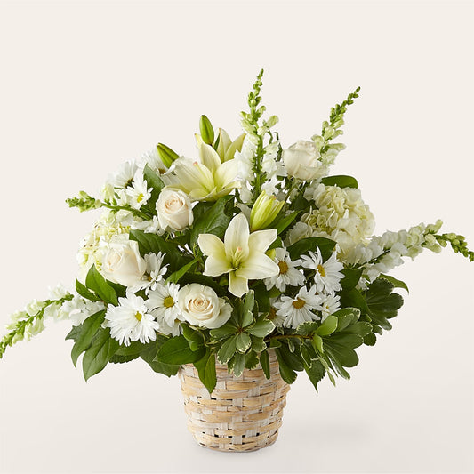 Ivory Elegance Floral Basket – ALISA'S UNIQUE DESIGNS, Spencer WV