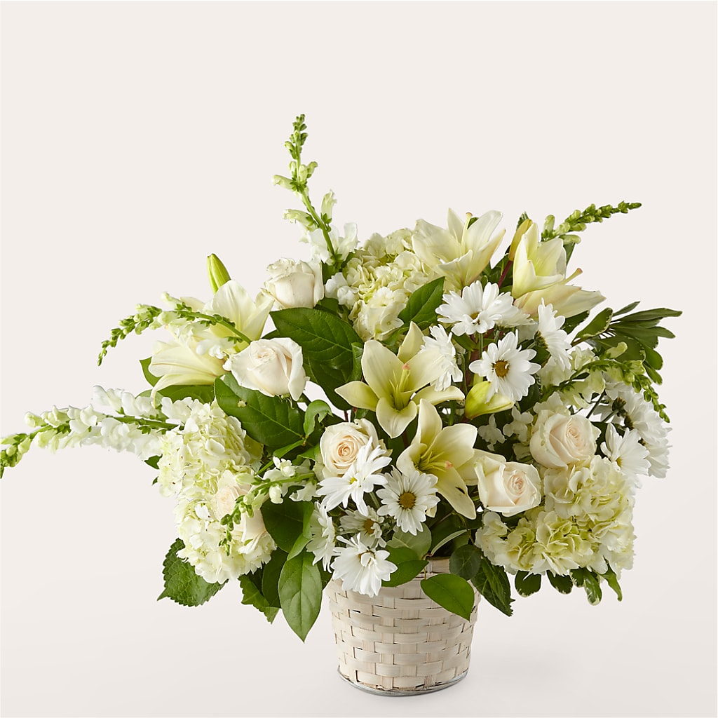 Ivory Elegance Floral Basket – ALISA'S UNIQUE DESIGNS, Spencer WV