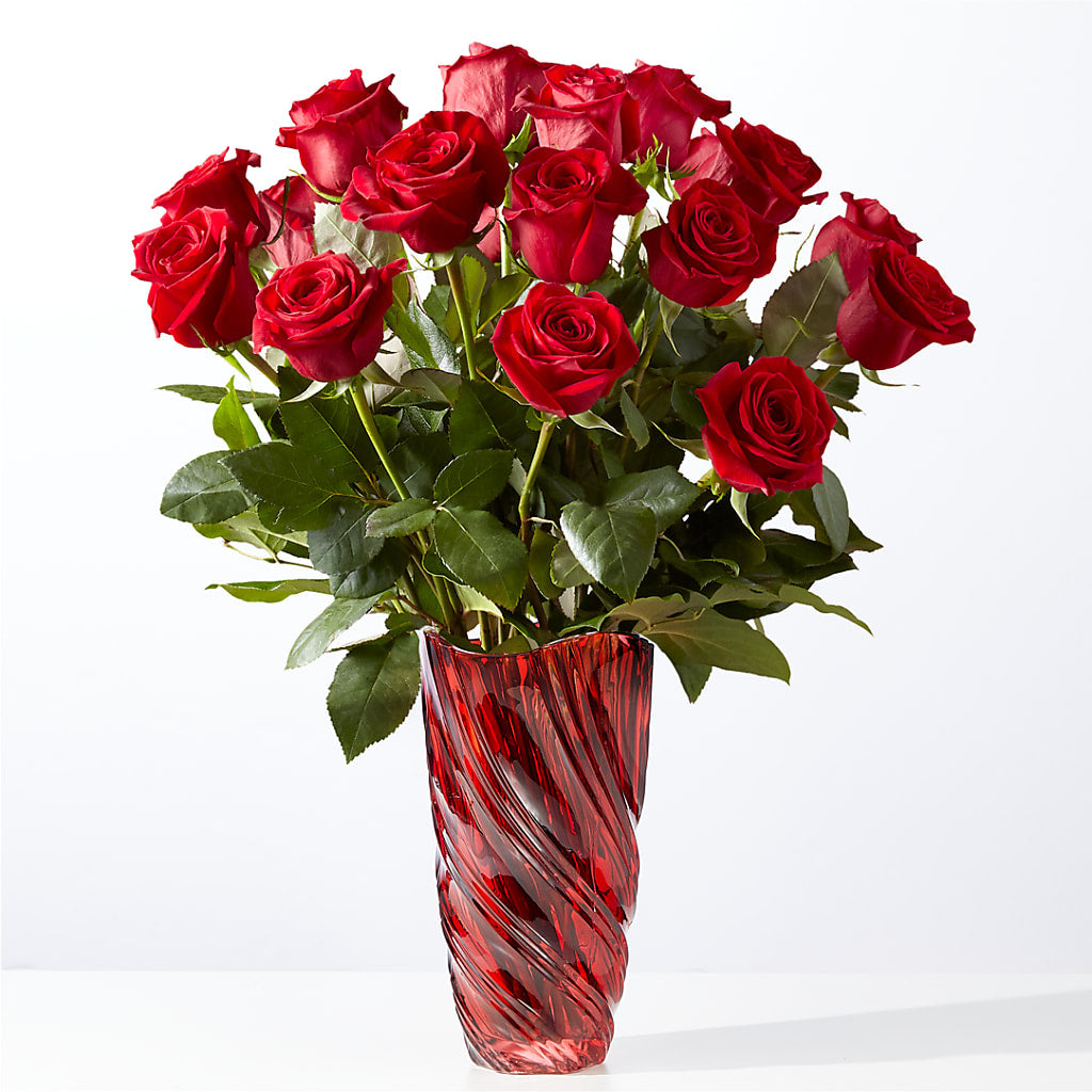 Classic Love Red Rose Bouquet with Luxe Swirl Vase – ALISA'S UNIQUE DESIGNS, Spencer WV