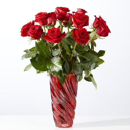 Classic Love Red Rose Bouquet with Luxe Swirl Vase – ALISA'S UNIQUE DESIGNS, Spencer WV