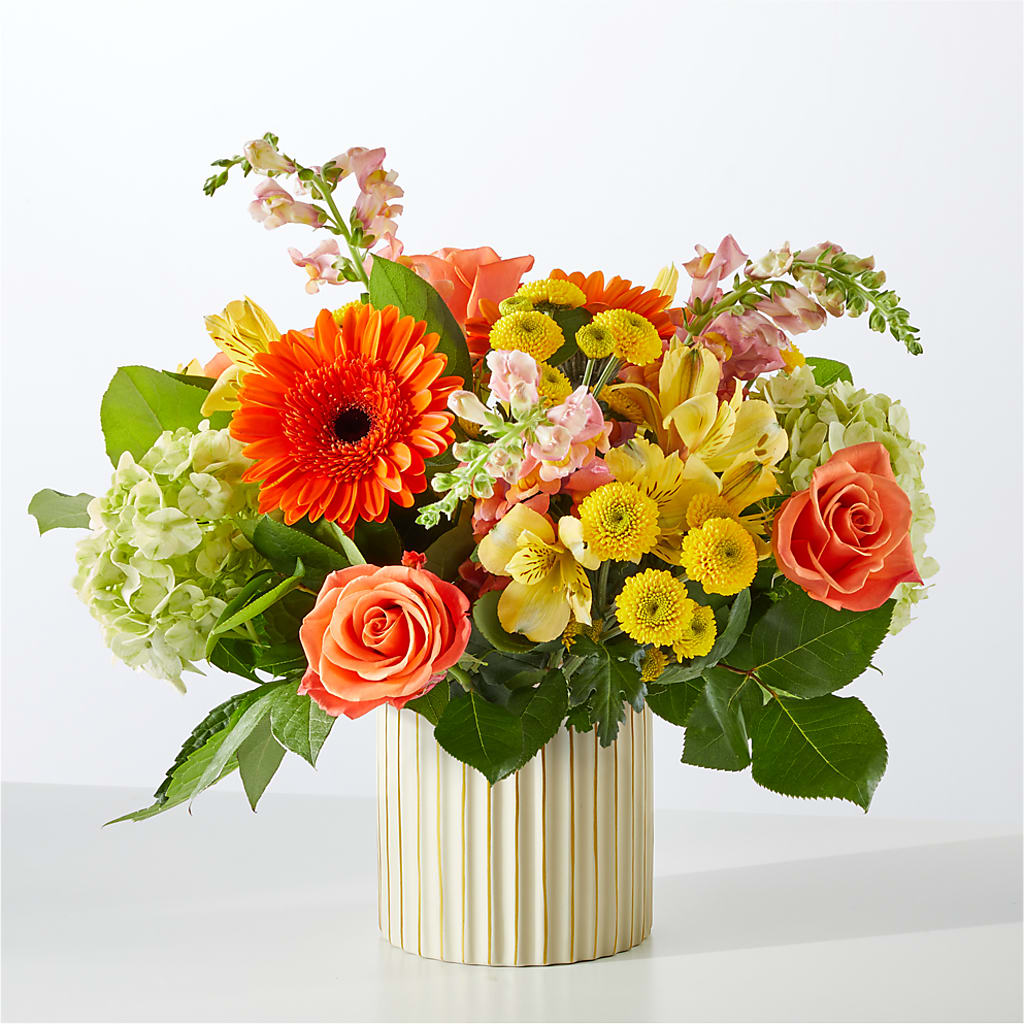 Autumn Sunshine Bouquet with Ivory Vase – ALISA'S UNIQUE DESIGNS, Spencer WV