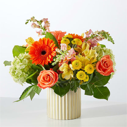 Autumn Sunshine Bouquet with Ivory Vase – ALISA'S UNIQUE DESIGNS, Spencer WV