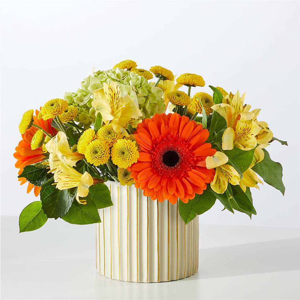 Autumn Sunshine Bouquet with Ivory Vase – ALISA'S UNIQUE DESIGNS, Spencer WV