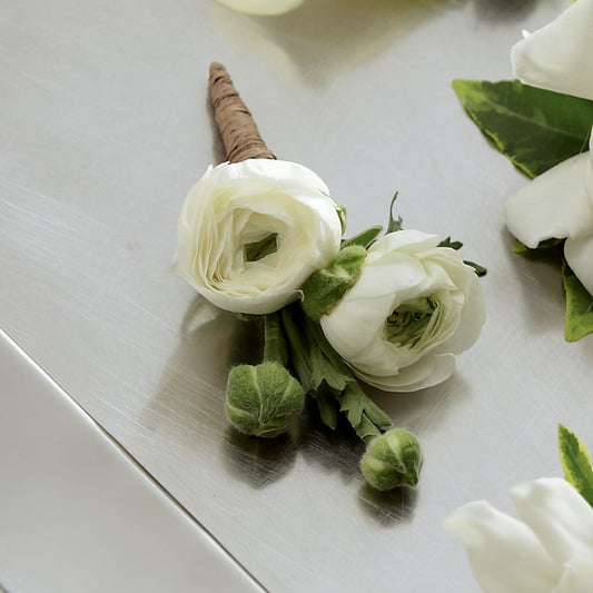 White Ranunculus Boutonniere – ALISA'S UNIQUE DESIGNS, Spencer WV